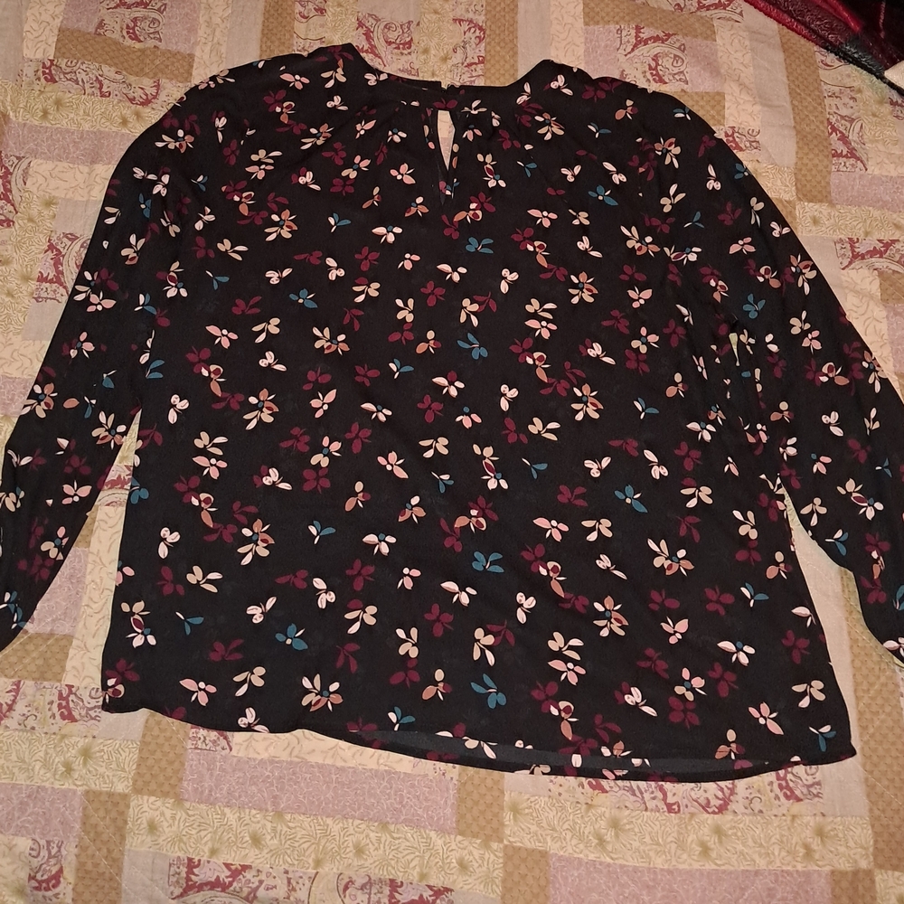 Maurices Dark Blouse with Floral Pattern
